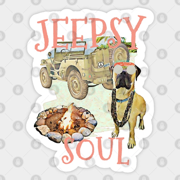 Jeepsy Soul Vintage-Look Sticker by Witty Things Designs